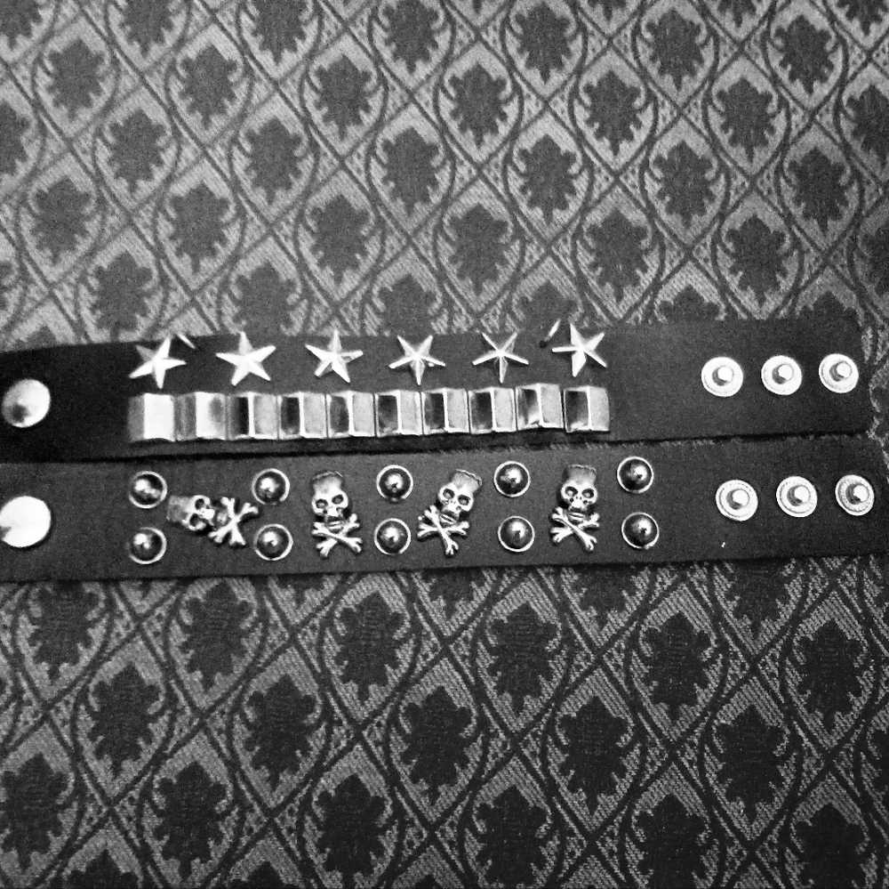 2 Punk/Goth bracelets with metal details.